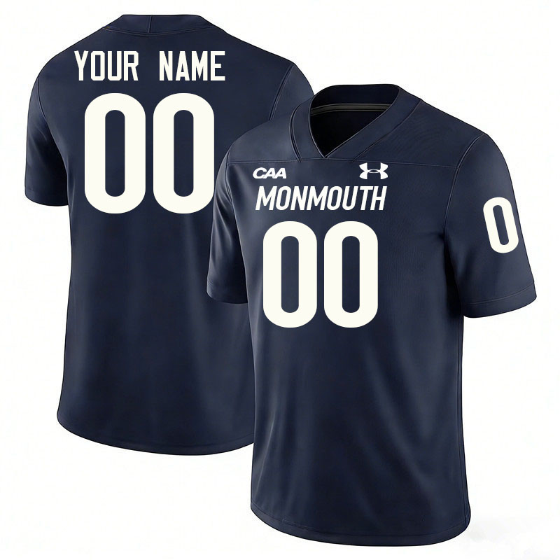 Custom Monmouth Hawks Name And Number Football Jerseys-Navy